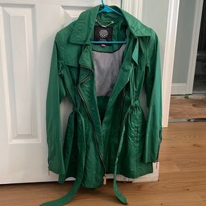 Vince Camuto green rain jacket